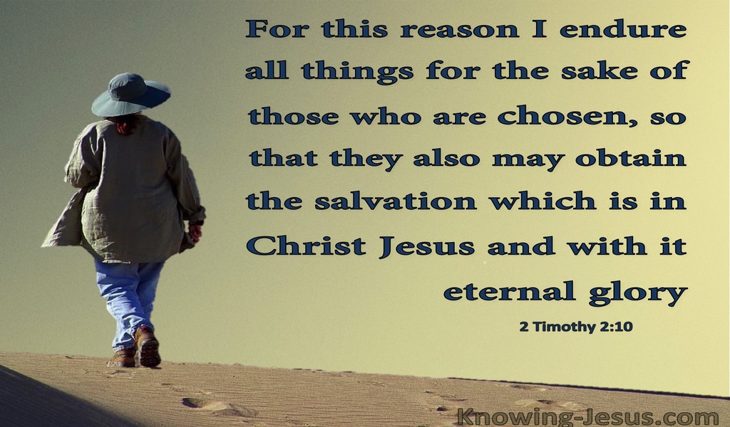 2 Timothy 2:10  Salvation Is In Christ Jesus (beige)